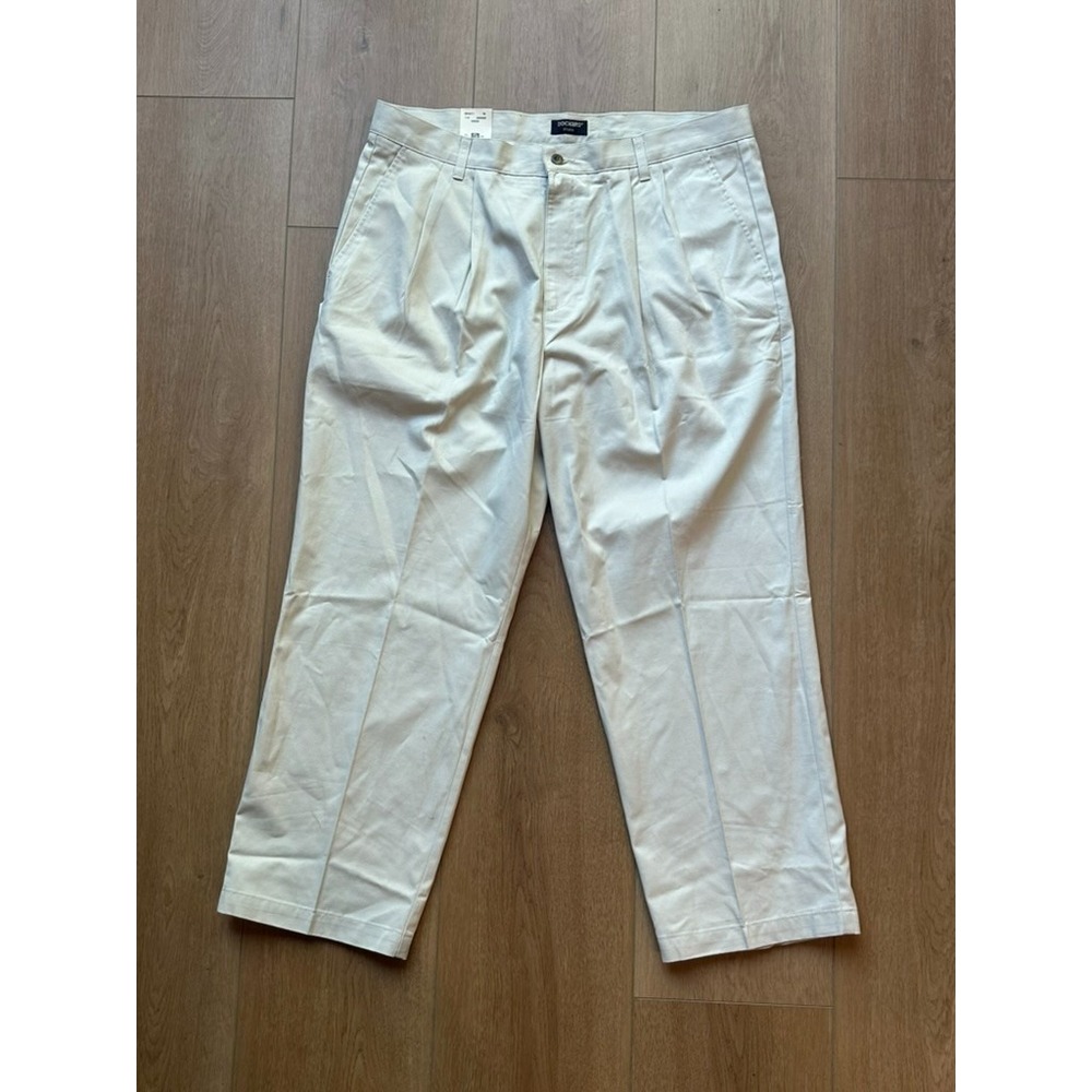 VINTAGE Dockers Pants Mens 37x29 Khaki 90s Deadstock USA New Old Stock - Stained